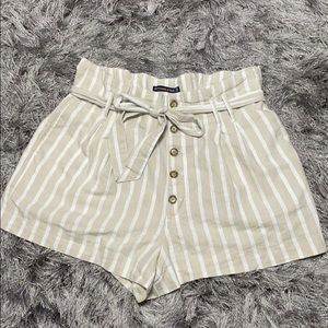 Striped Abercrombie and Fitch paper bag shorts